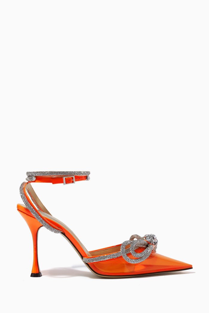 

Double Bow Embellished Pumps in PVC, Orange