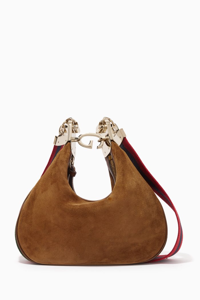 

Attache Small Shoulder Bag in Suede, Brown