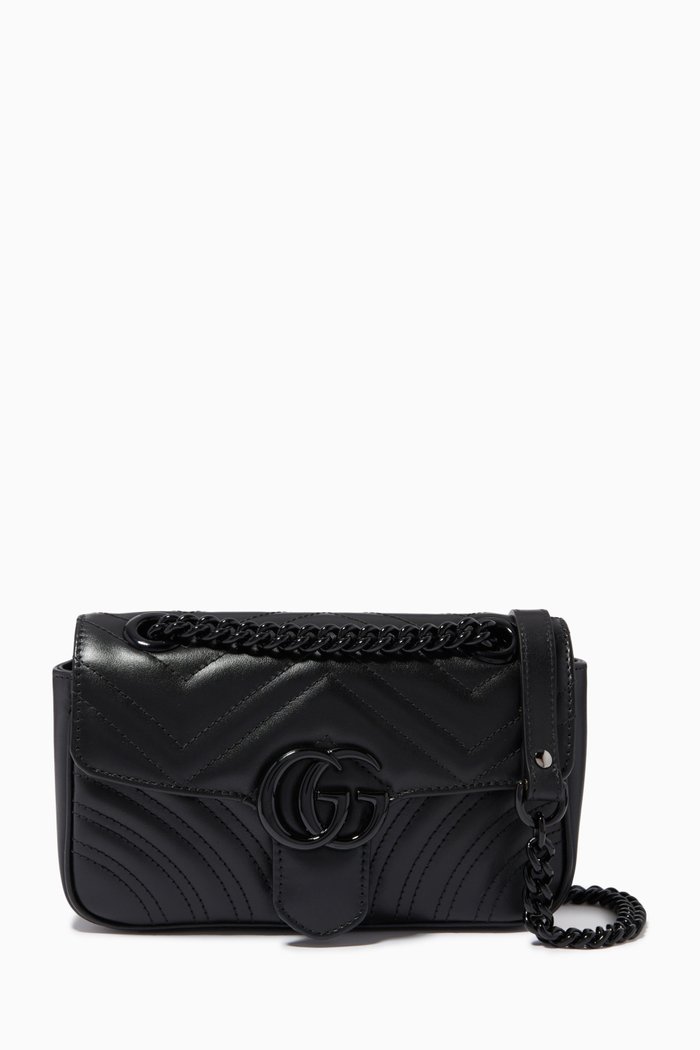 

Mini GG Marmont Bag in Matelassé Chevron Leather, Black