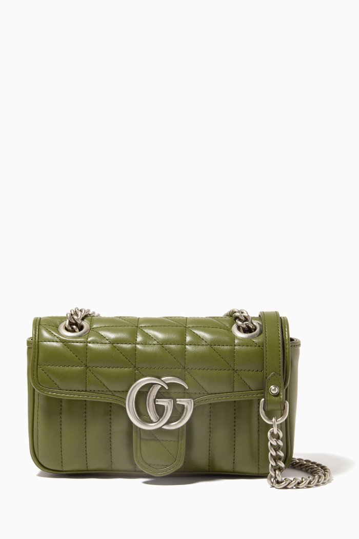 

Mini GG Marmont Bag in Matelassé Quilted Leather, Green