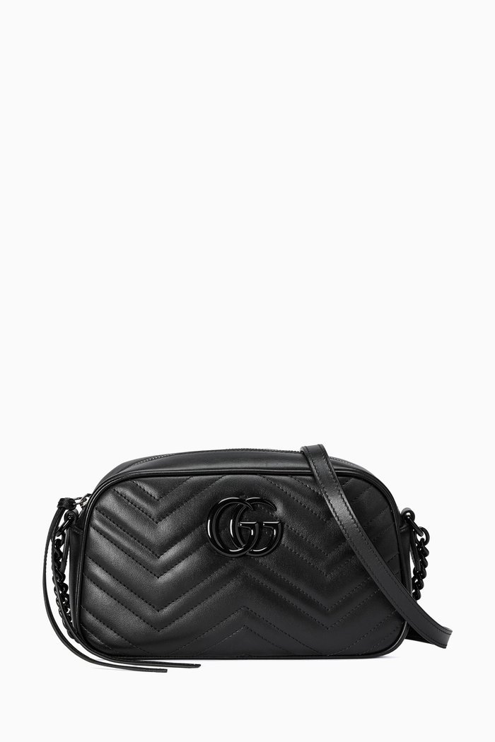 

Small GG Marmont Shoulder Bag in Matelassé Chevron Leather, Black