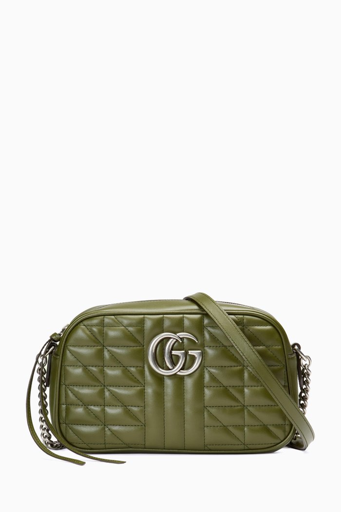 

Mini GG Marmont Shoulder Bag in Matelassé Quilted Leather, Green