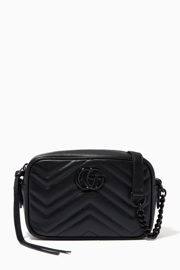 

Mini GG Marmont Shoulder Bag in Matelassé Chevron Leather, Black
