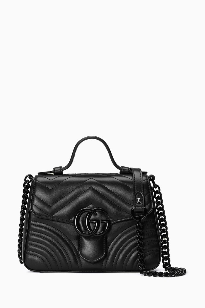 

GG Marmont Top Handle Bag in Matelassé Leather, Black