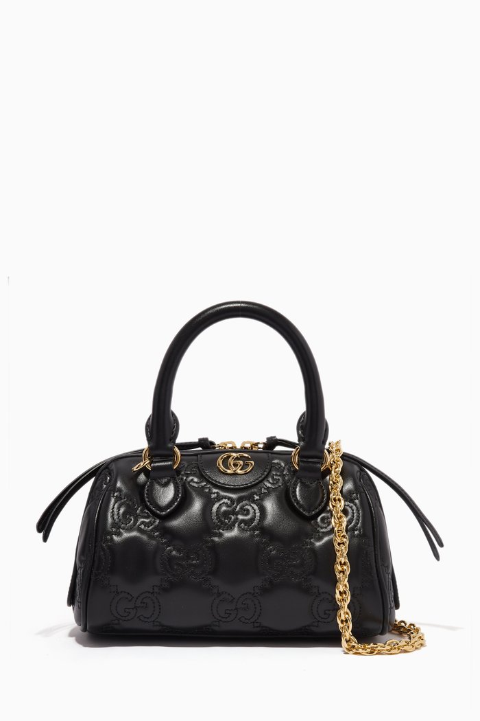 

Mini Top Handle Bag in GG Matelassé Leather, Black