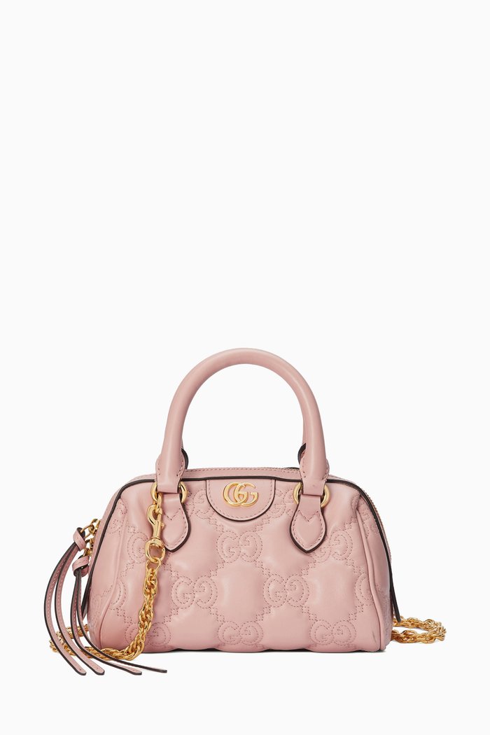 

Mini Top Handle Bag in GG Matelassé Leather, Pink