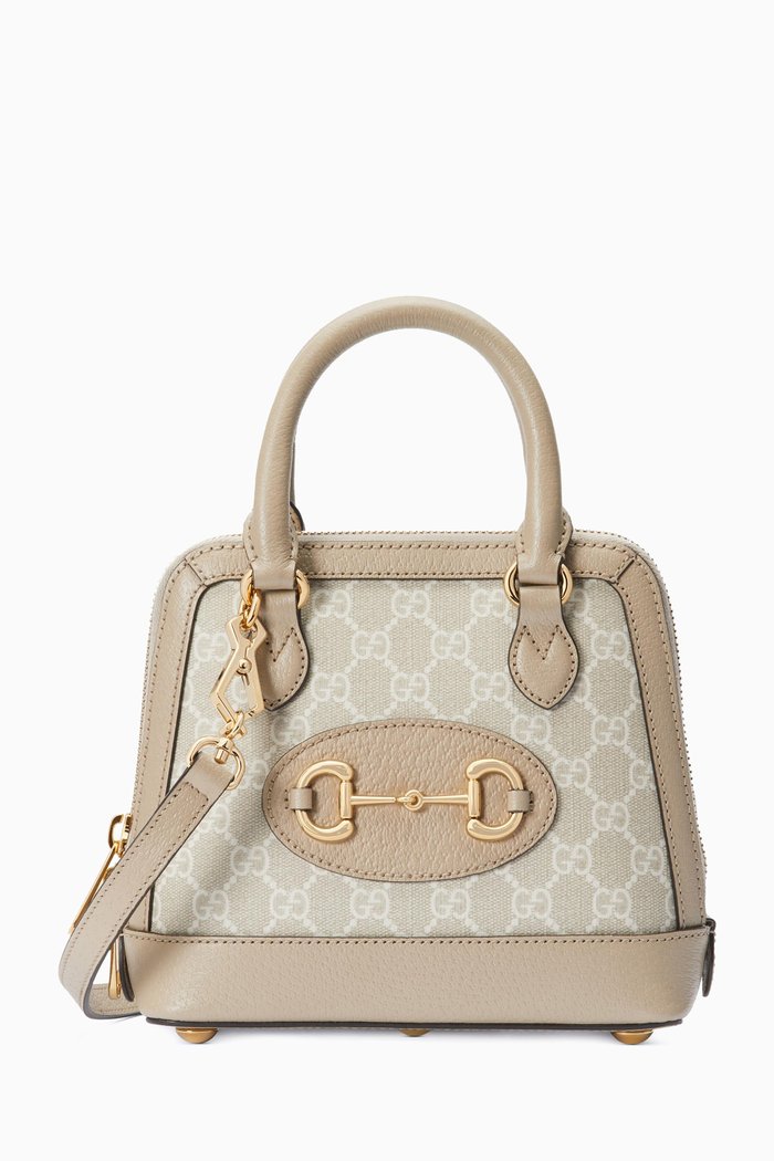 

Horsebit 1955 Mini Bag in Supreme Canvas & Calf Leather, Neutral