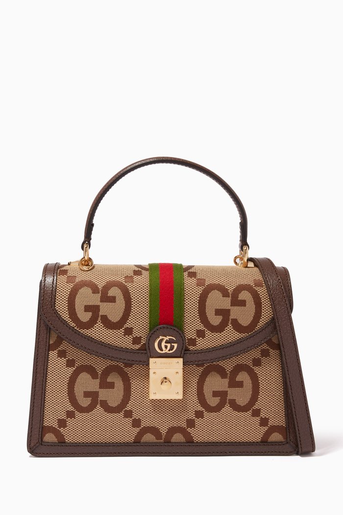 

Small Ophidia Jumbo GG Bag in Canvas, Brown