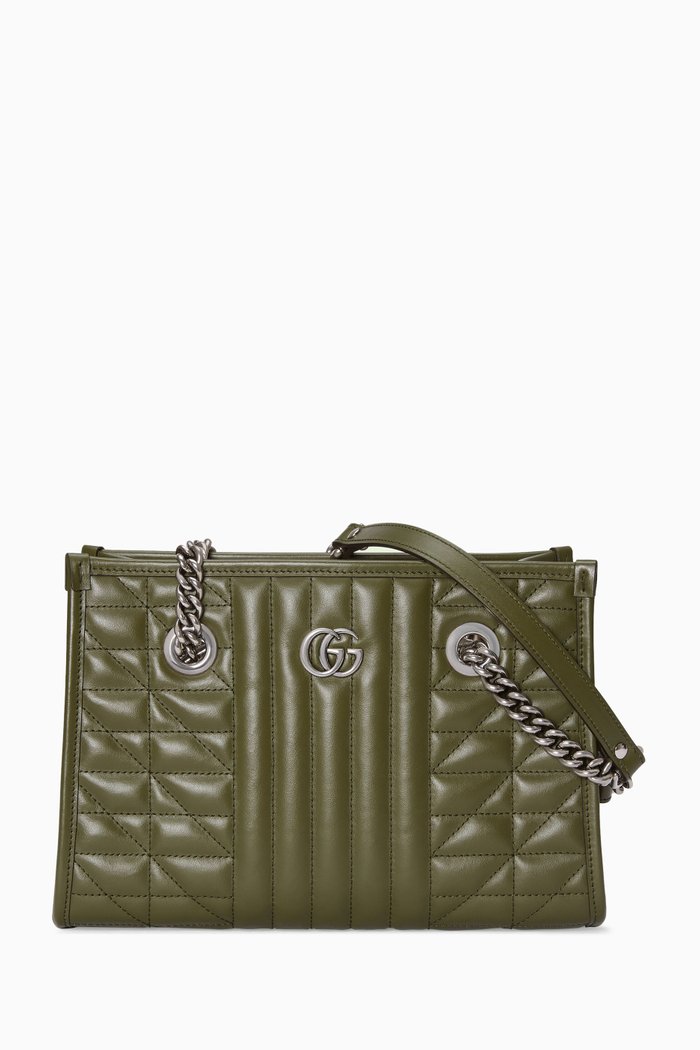 

Small GG Marmont Tote Bag in Matelassé Quilted Leather, Green