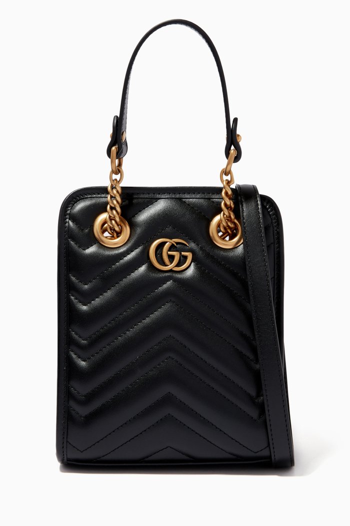 

Mini GG Marmont Bag in Matelassé Chevron Leather, Black