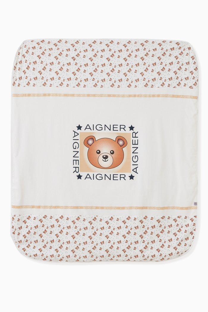 

Teddy Logo Baby Blanket, White