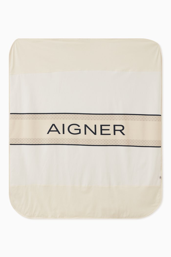 

Logo Stripe Baby Blanket in Cotton, White