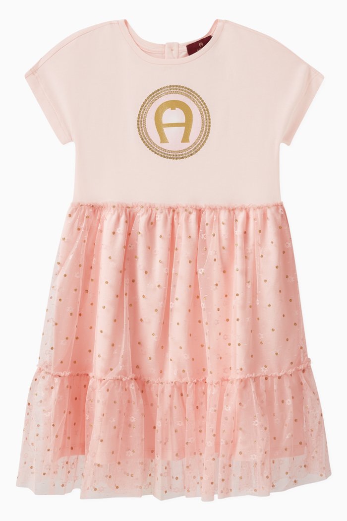 

Logo Dress in Cotton, Pink