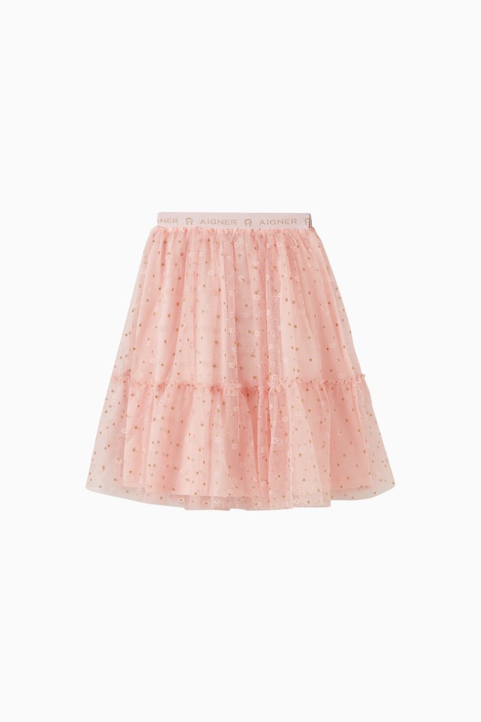 Glitter Polka Dotted Skirt in Tulle, Pink