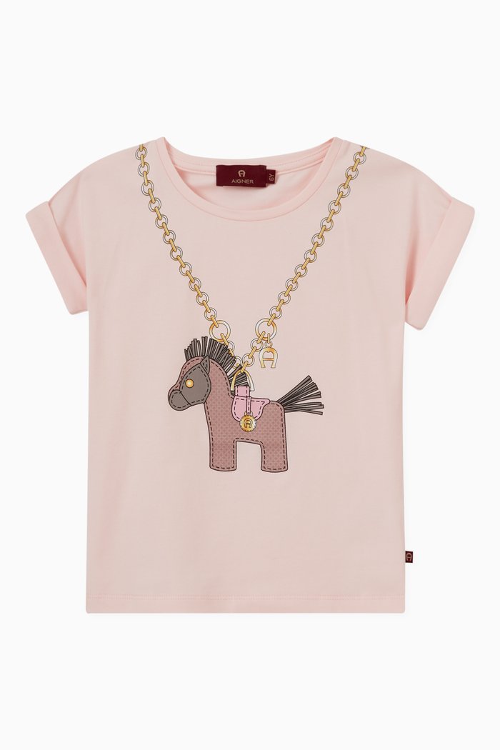 

Unicorn Print T-shirt in Cotton Jersey, Pink