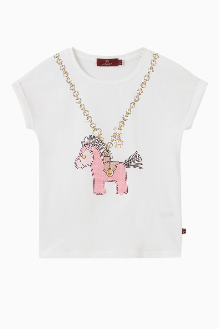 

Unicorn Print T-shirt in Cotton Jersey, White