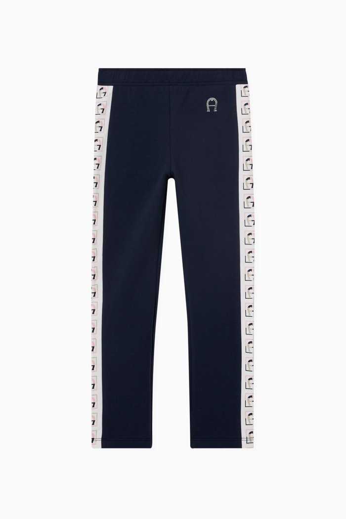 Logo Rhinestone Leggings in Cotton, Blue
