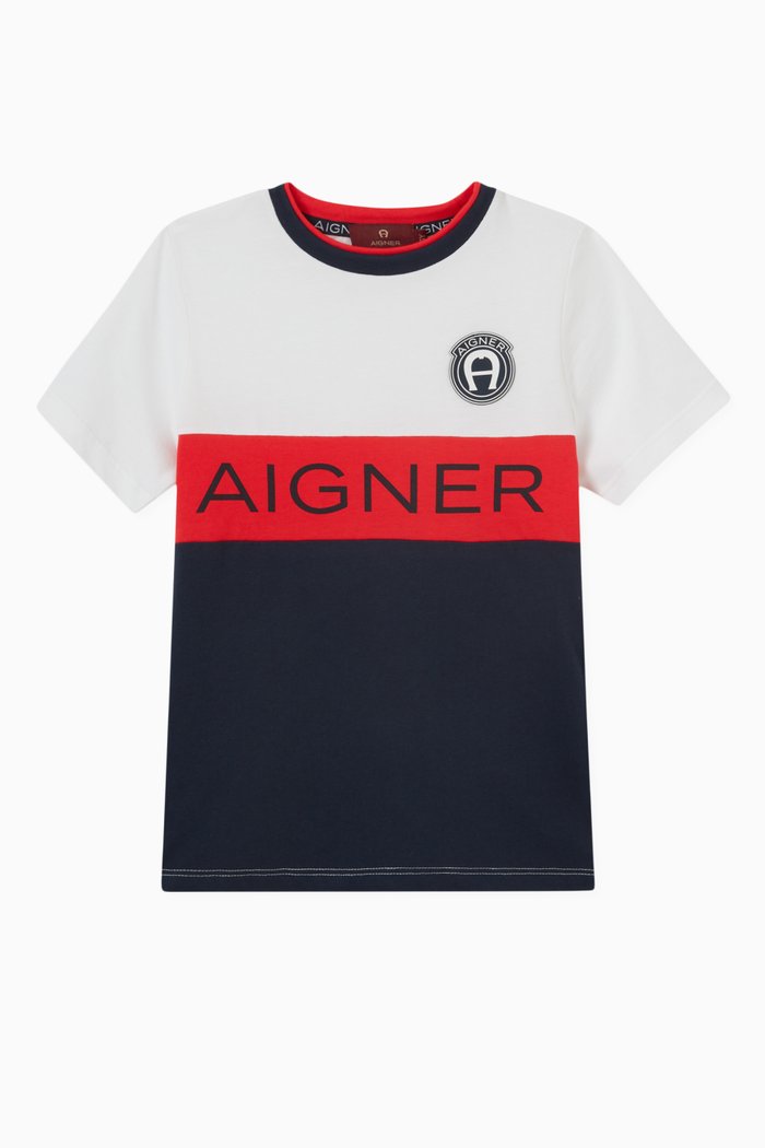 

Tricolour Logo T-shirt in Cotton Jersey, Red