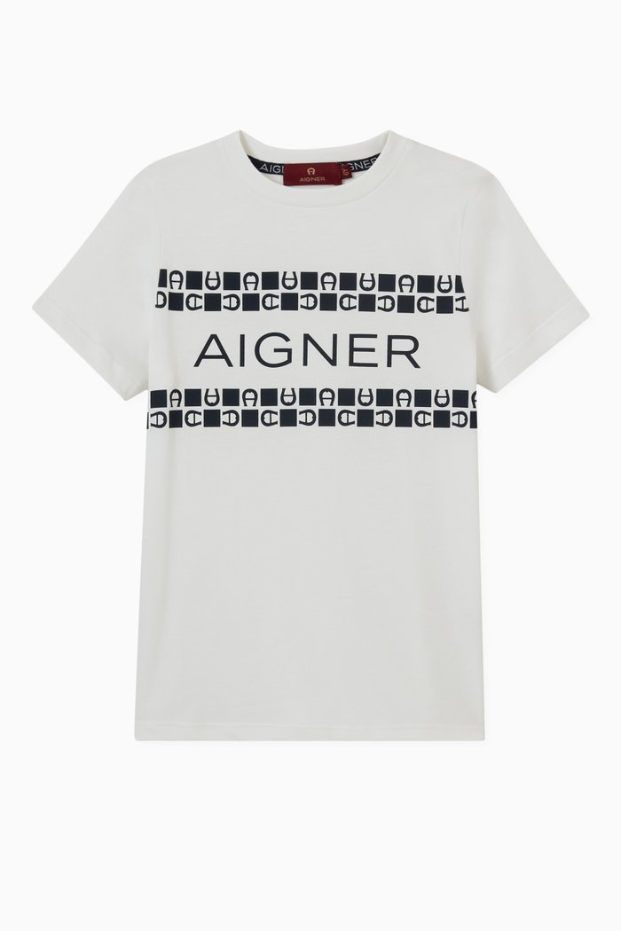

Logo Patch Print T-shirt in Cotton Jersey, White