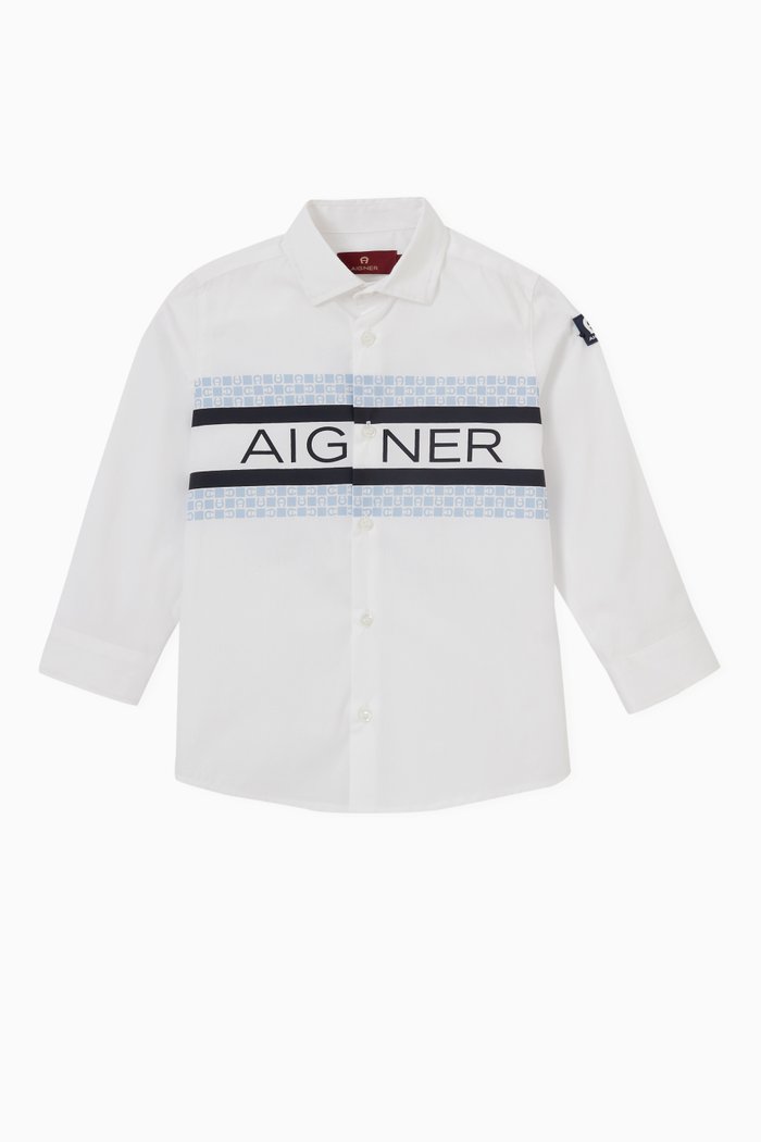 

Logo Print Shirt in Cotton, Blue