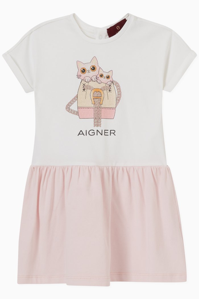 

Cat Print Logo Dress, Pink