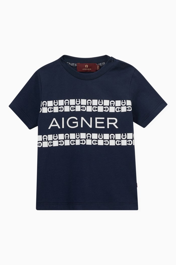 

Logo Print T-shirt in Cotton Jersey, Blue