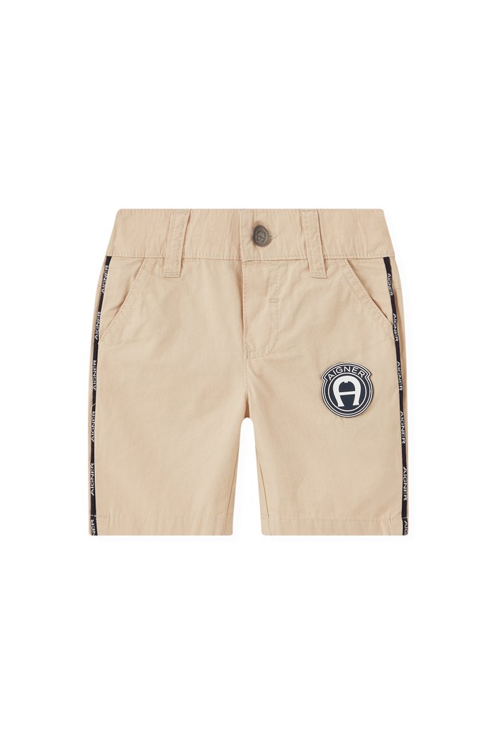 

Logo Tape Bermuda Shorts in Cotton Poplin, Brown