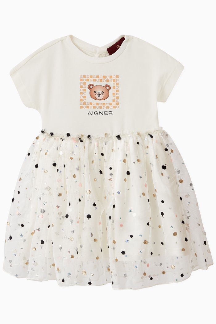 

Teddy Polka Dot Dress in Cotton, White