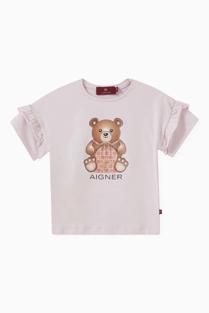 

Teddy Logo Ruffle T-shirt in Cotton Jersey, Purple