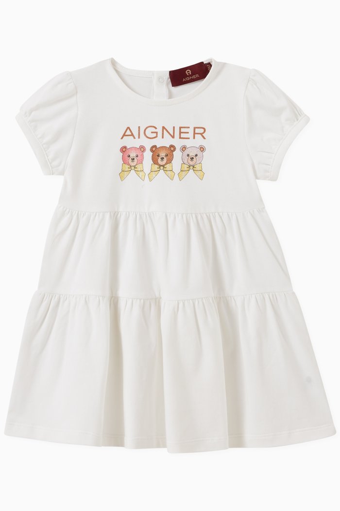 

Logo Bear Dress in Jersey, White