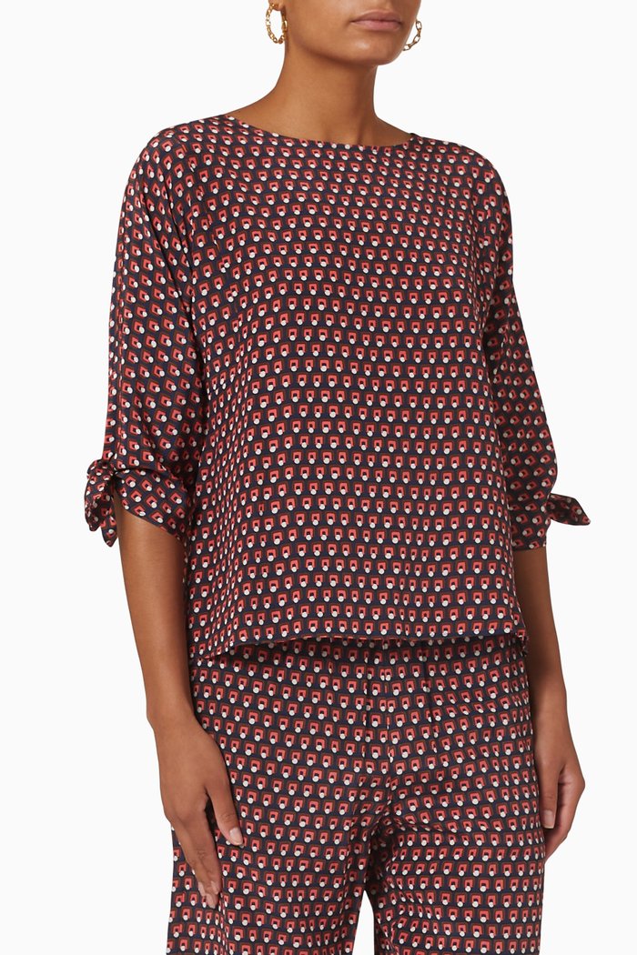 

Adone Blouse in Silk Crepe de Chine, Blue