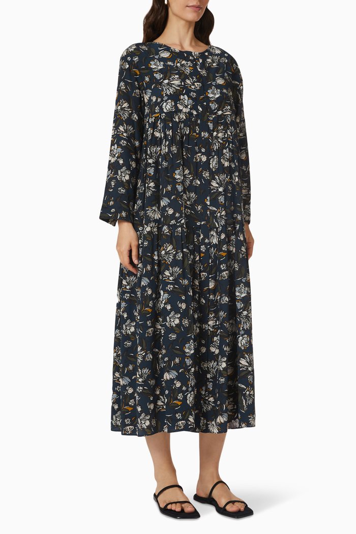 

Tabacco Dress in Silk Crepe De Chine, Blue