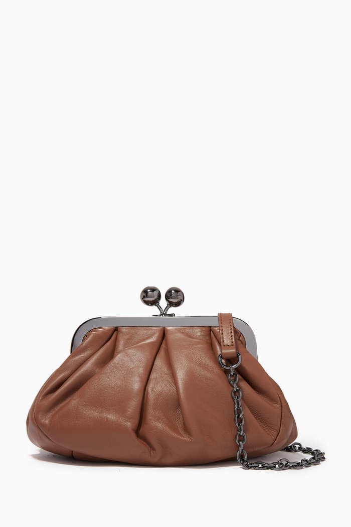Prati Small Pasticcino Bag in Plongé Nappa, Brown