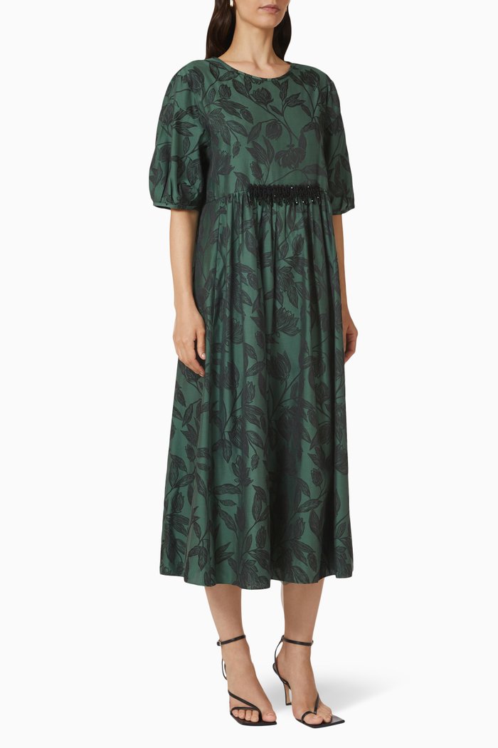 

Fatojac Dress in Jacquard Cotton, Green