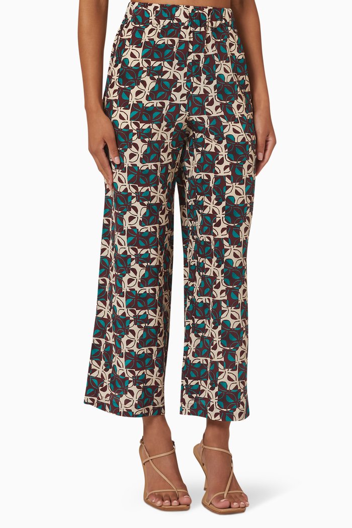 

Eusebio Crop Pants in Silk Crepe de Chine, Purple