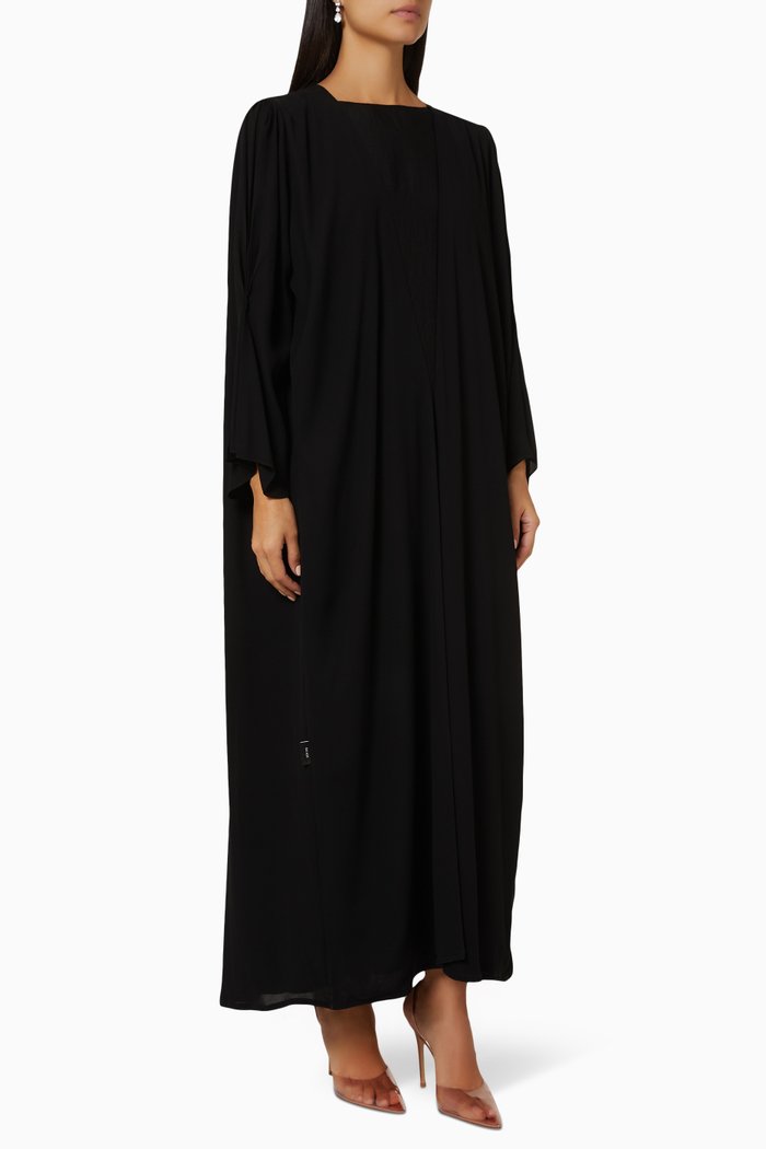 

Gathered Sleeve Abaya Set, Black