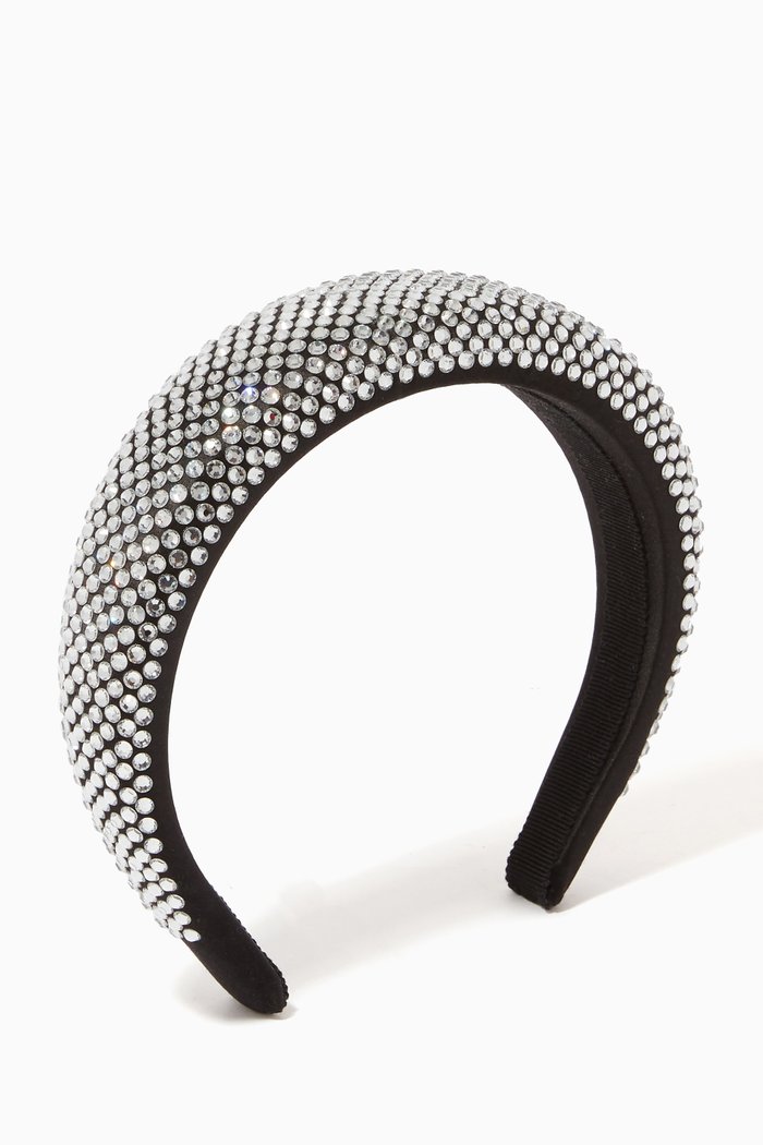 Oversized Headband in Crystal Satin, Silver
