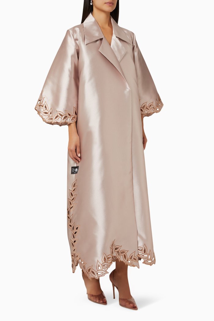 

Laser Cut Abaya in Organza Silk, Neutral