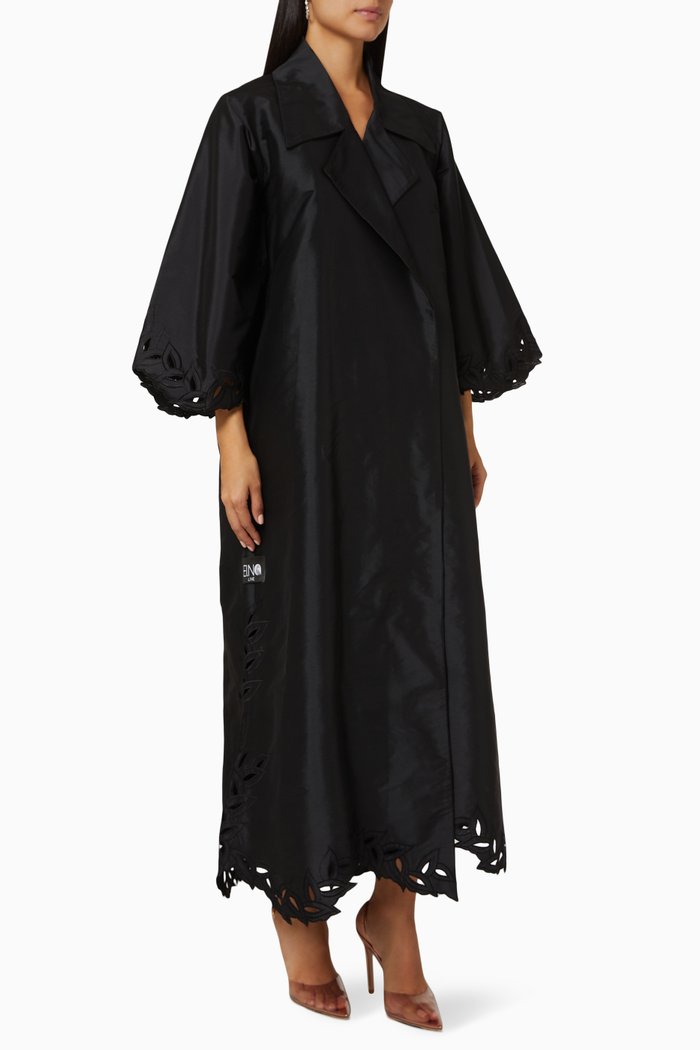 

Laser Cut Abaya in Silk, Black