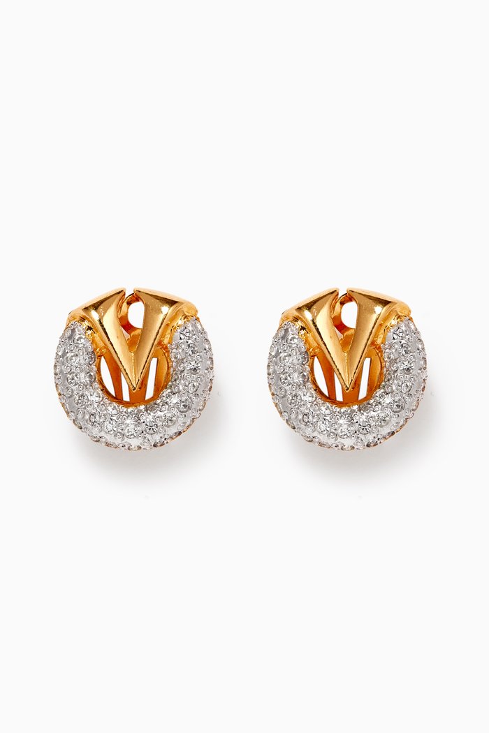 

1980s Vintage Valentino Clip Stud Earrings, Gold