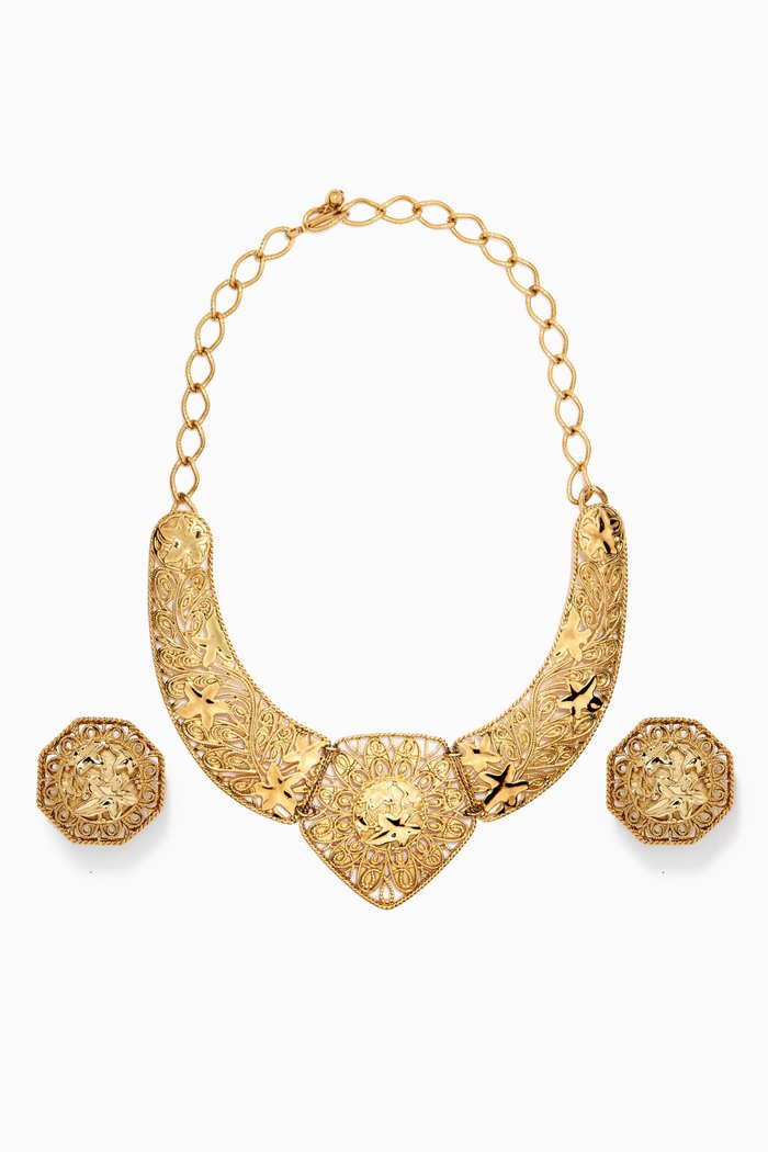 

1980s Vintage Jose Barrera Cleopatra Necklace, Gold
