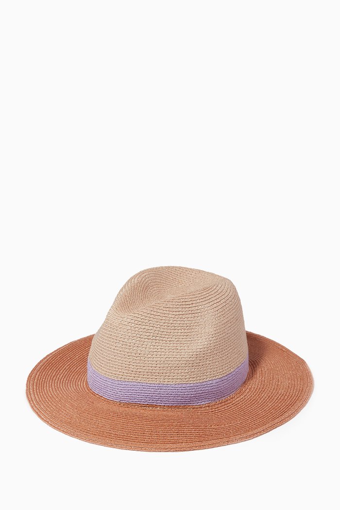 

Courteney Fedora Hat in Straw, Purple