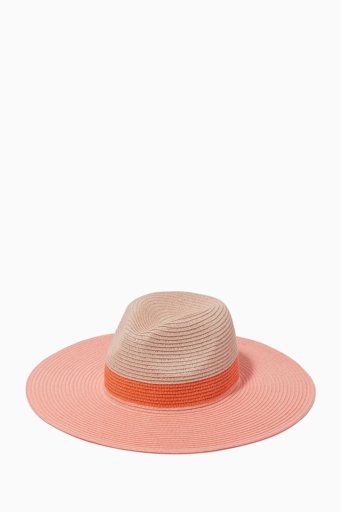 

Willa Fedora Hat in Straw, Pink