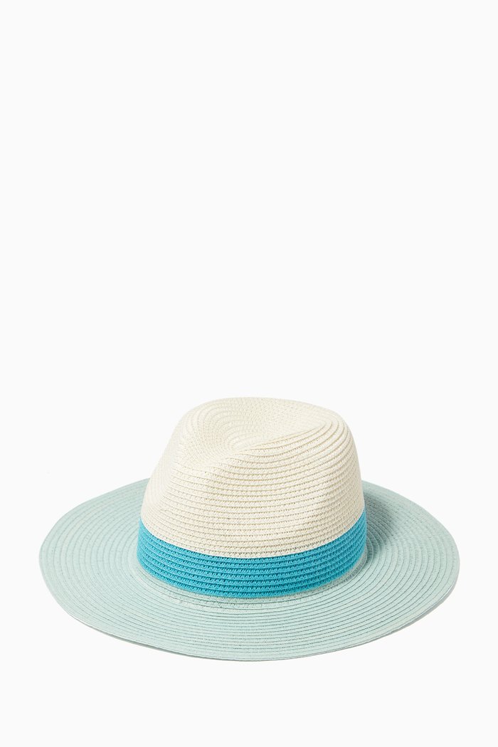 

Billie Fedora Hat in Straw, Blue