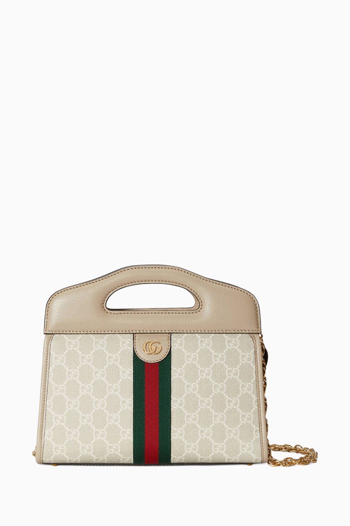 

Ophidia Mini Tote Bag in Supreme Canvas & Calf Leather, Neutral
