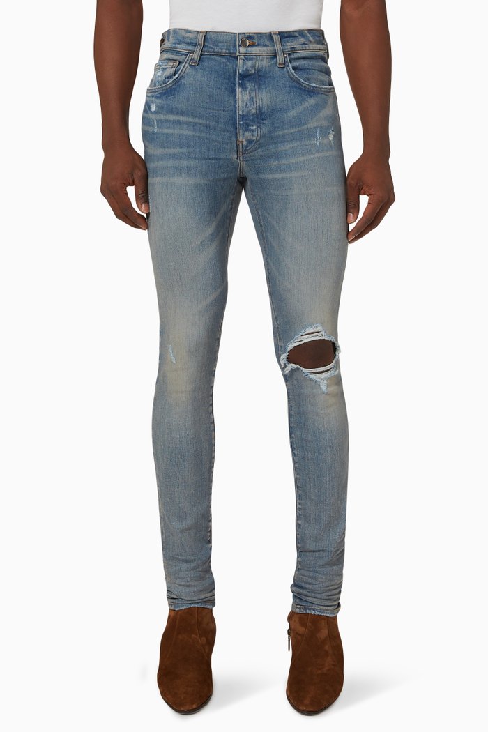 Broken Jeans in Cotton Denim, Blue