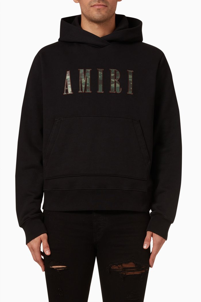 

Camo Core Logo Hoodie in Cotton Fleece, Black