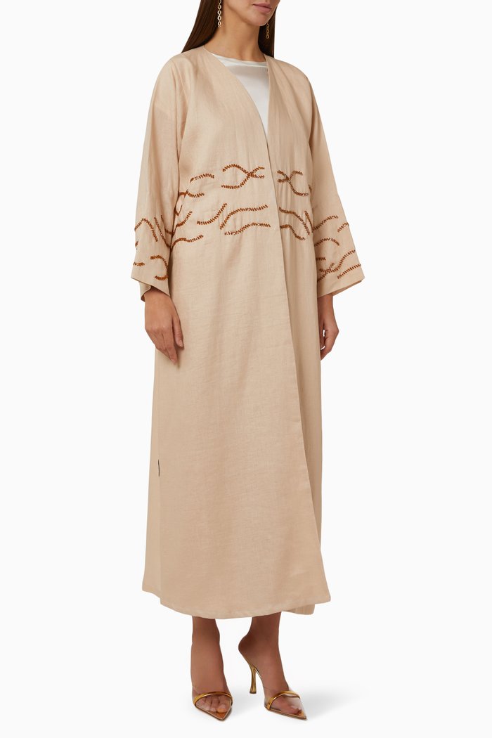 

Sequined Abaya in Crepe, Neutral
