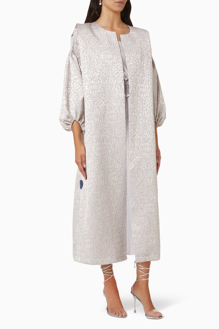 

Structured Abaya Set in Jacquard, Purple