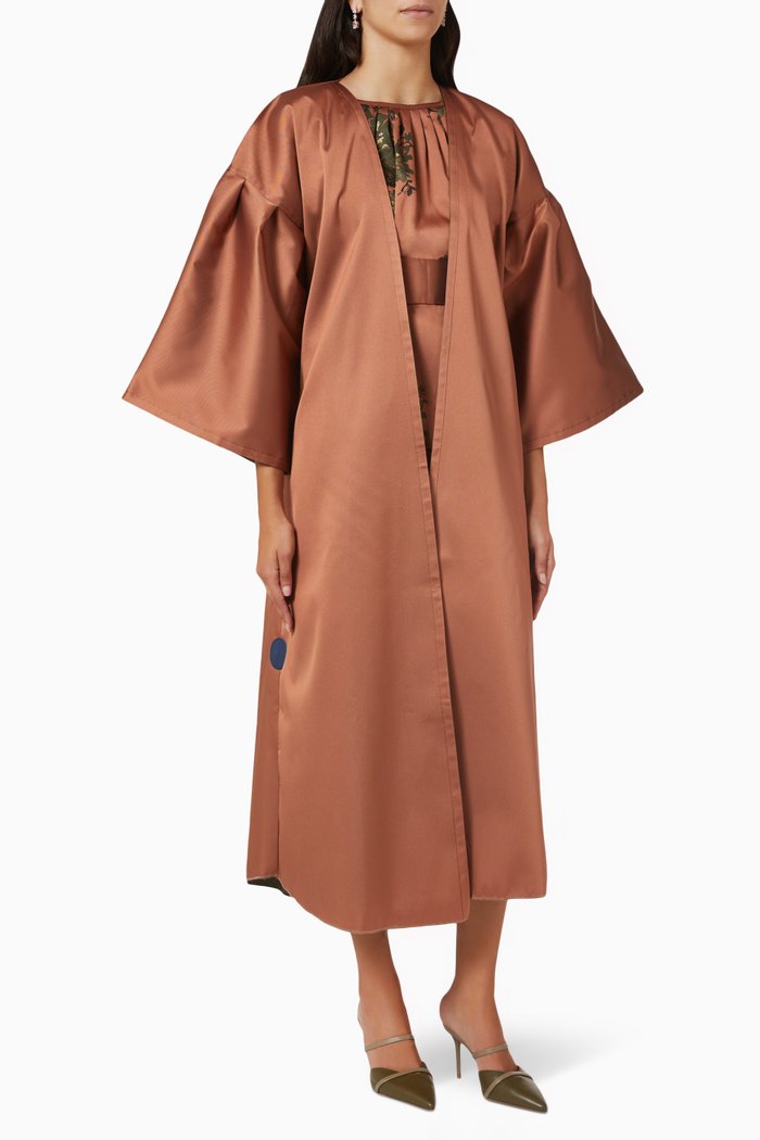 

Reversible Flared Sleeve Abaya Set, Brown